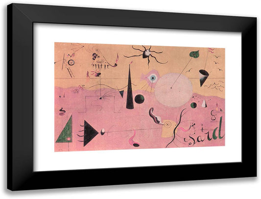The Hunter 24x18 Black Modern Wood Framed Art Print Poster by Miro, Joan