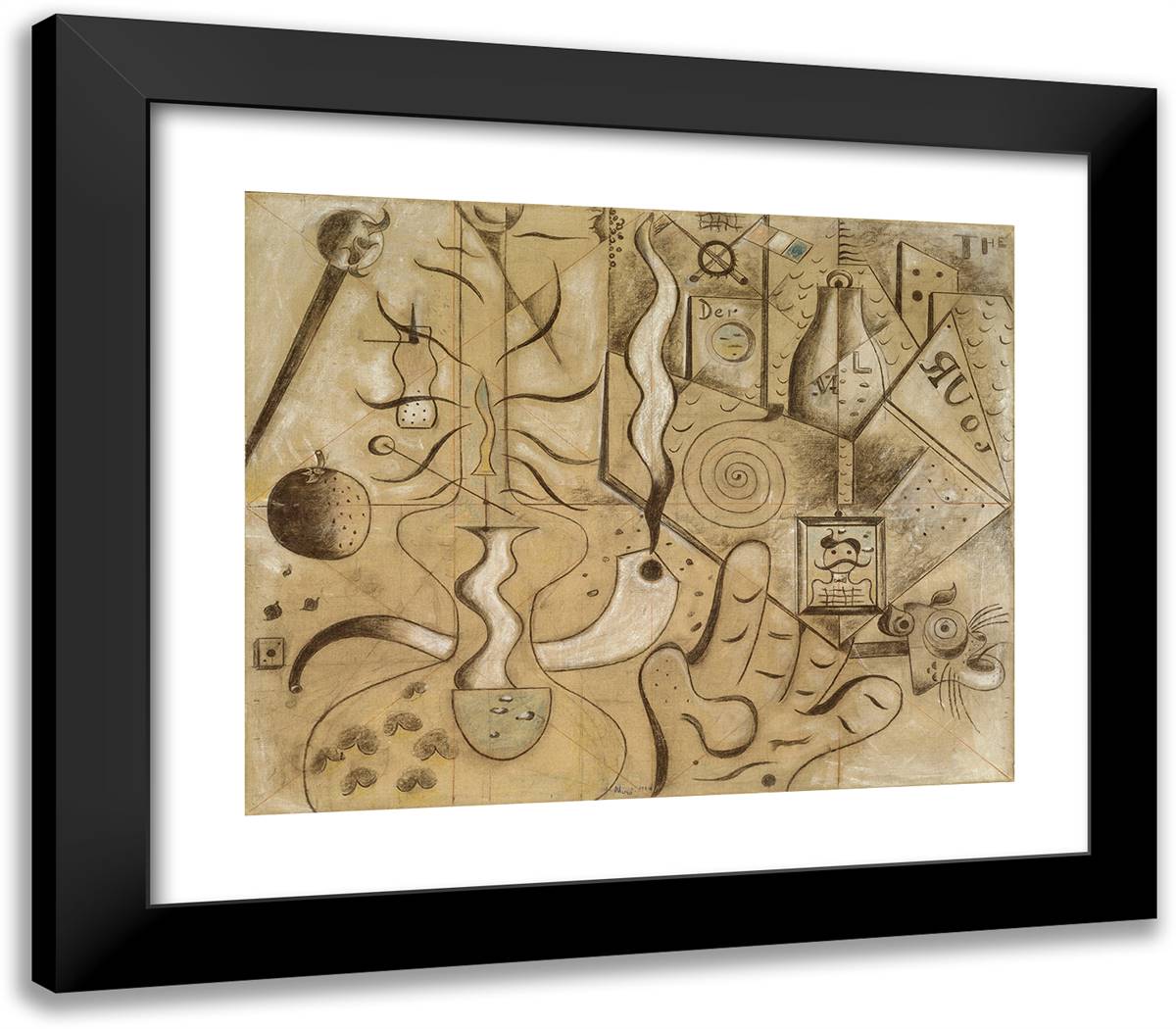The Kerosene Lamp 23x20 Black Modern Wood Framed Art Print Poster by Miro, Joan