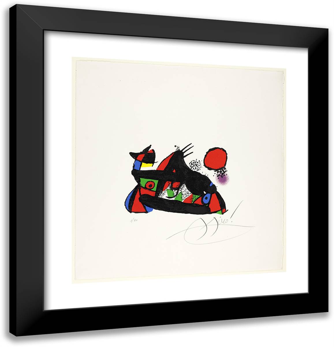 The Little Stringbean 20x21 Black Modern Wood Framed Art Print Poster by Miro, Joan