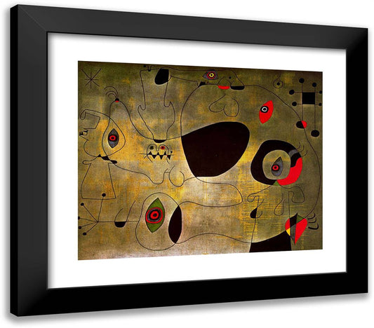 The Port 23x20 Black Modern Wood Framed Art Print Poster by Miro, Joan