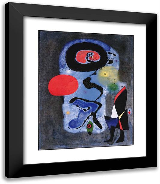 The Red Sun 20x23 Black Modern Wood Framed Art Print Poster by Miro, Joan