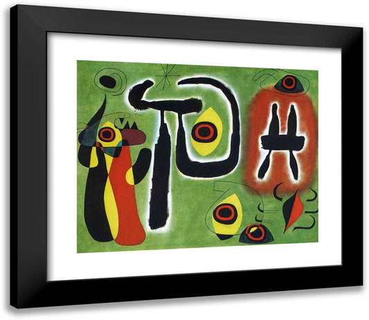 The Red Sun Gnaws at the Spider 23x20 Black Modern Wood Framed Art Print Poster by Miro, Joan