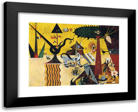 The Tilled Field 24x20 Black Modern Wood Framed Art Print Poster by Miro, Joan