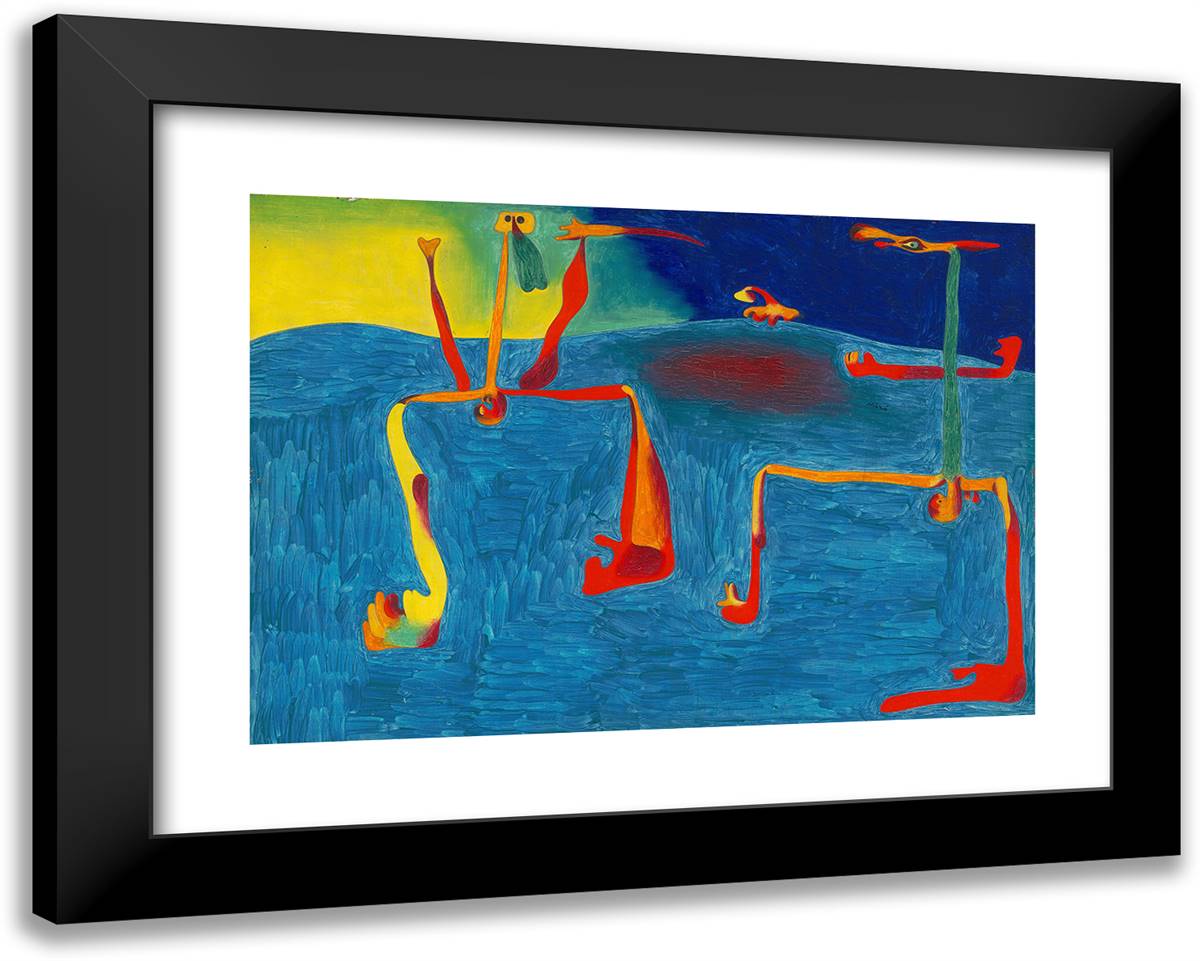 The Two Philosophers 24x19 Black Modern Wood Framed Art Print Poster by Miro, Joan