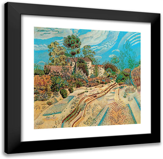 The Waggon Tracks 21x20 Black Modern Wood Framed Art Print Poster by Miro, Joan