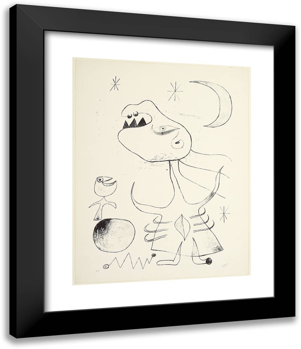 Untitled, Plate 32 from the Barcelona Series 20x24 Black Modern Wood Framed Art Print Poster by Miro, Joan