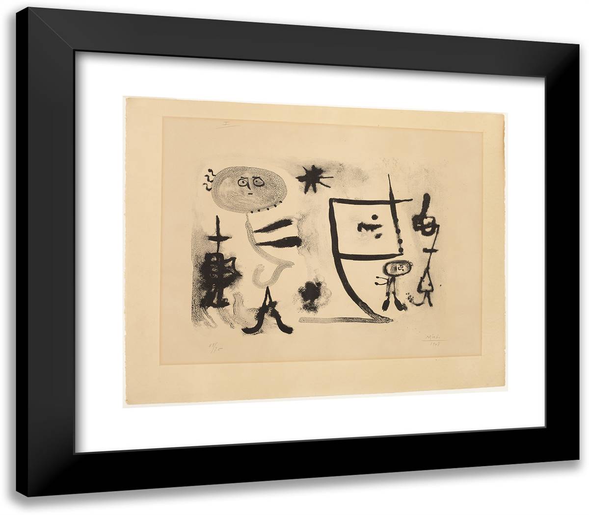 Untitled, Plate One from Album 13 23x20 Black Modern Wood Framed Art Print Poster by Miro, Joan