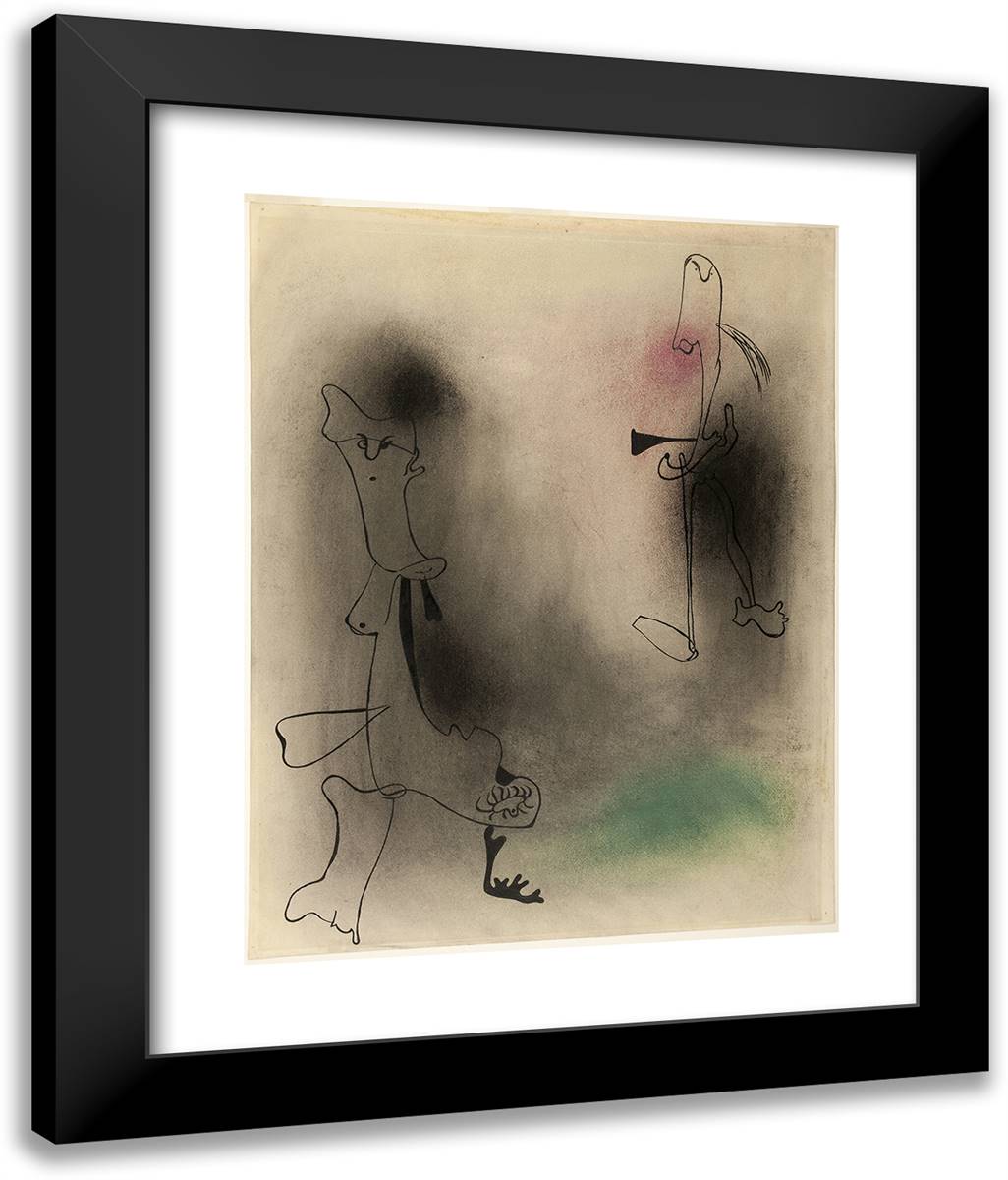 Untitled_1 20x24 Black Modern Wood Framed Art Print Poster by Miro, Joan