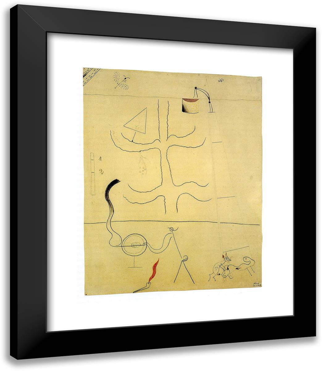 Viticulture 20x23 Black Modern Wood Framed Art Print Poster by Miro, Joan