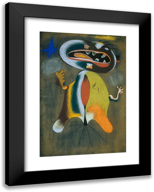 Woman 19x24 Black Modern Wood Framed Art Print Poster by Miro, Joan