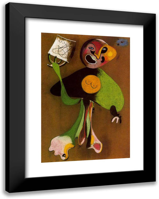 Woman (Opera Singer) 19x24 Black Modern Wood Framed Art Print Poster by Miro, Joan
