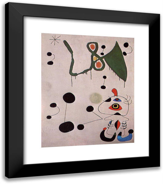 Woman and Bird in the Night 20x23 Black Modern Wood Framed Art Print Poster by Miro, Joan