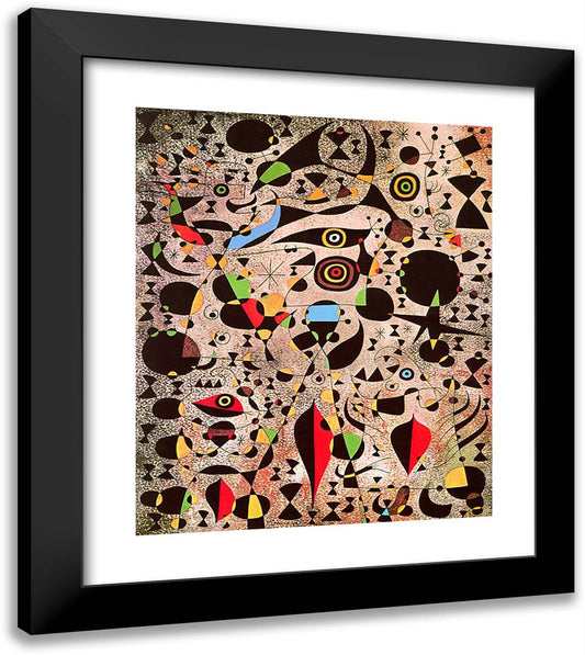 Woman Encircled by the Flight of a Bird 20x23 Black Modern Wood Framed Art Print Poster by Miro, Joan
