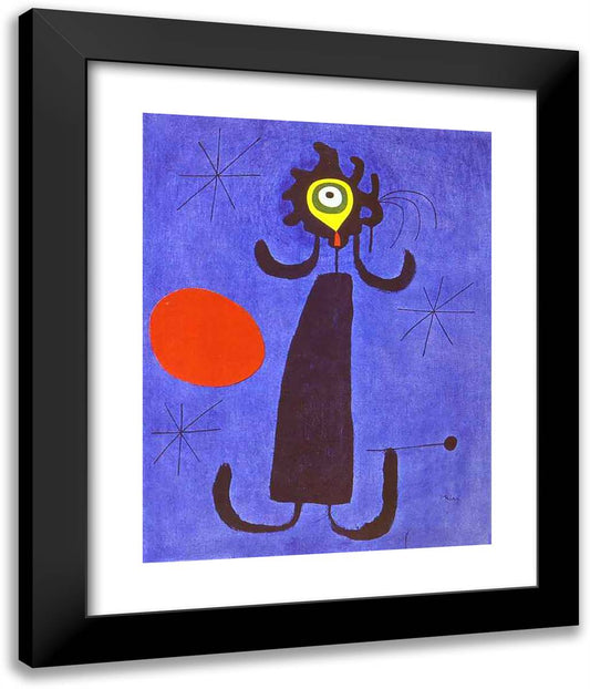 Woman in Front of the Sun 20x24 Black Modern Wood Framed Art Print Poster by Miro, Joan