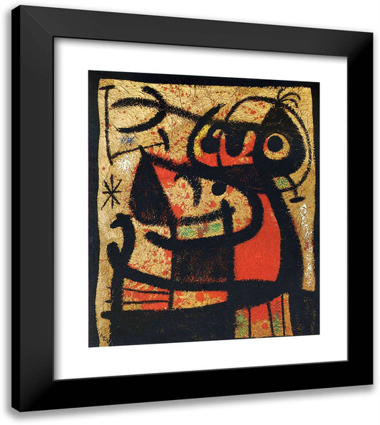Women and Birds 20x23 Black Modern Wood Framed Art Print Poster by Miro, Joan