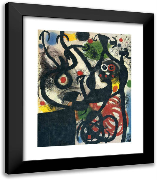 Women and Birds in the Night 20x23 Black Modern Wood Framed Art Print Poster by Miro, Joan