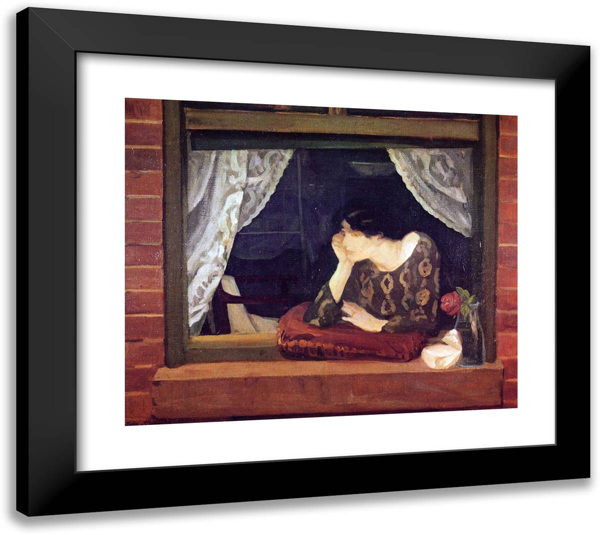 A Window on the Street 22x20 Black Modern Wood Framed Art Print Poster by Sloan, John French