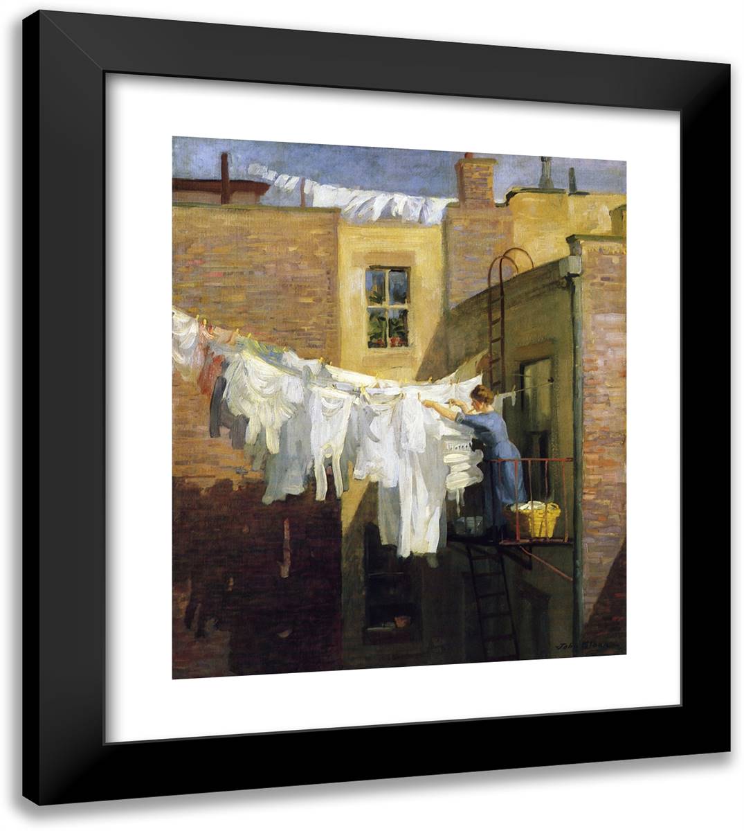 A Woman's Work 20x23 Black Modern Wood Framed Art Print Poster by Sloan, John French