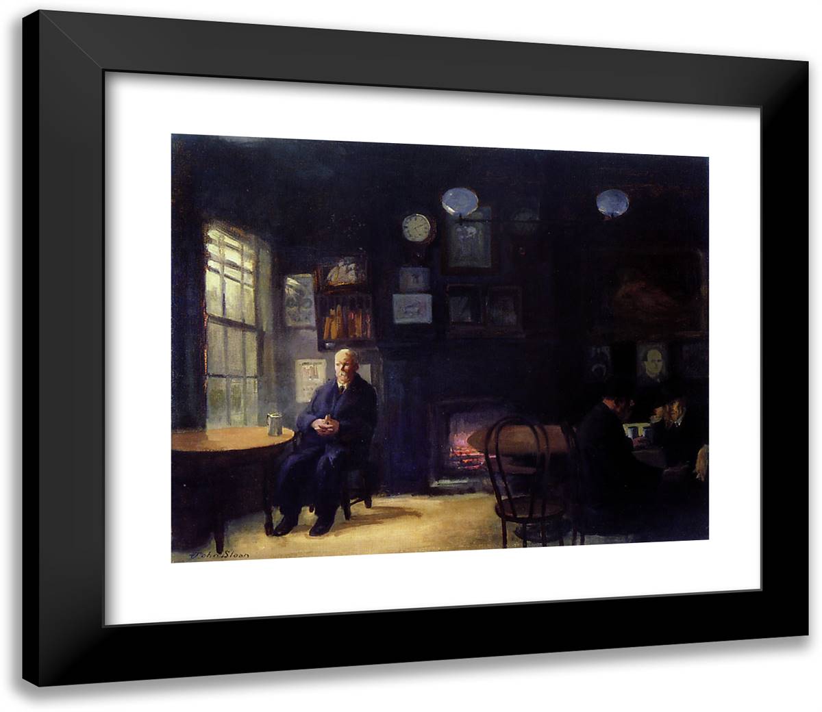 Back Room 23x20 Black Modern Wood Framed Art Print Poster by Sloan, John French
