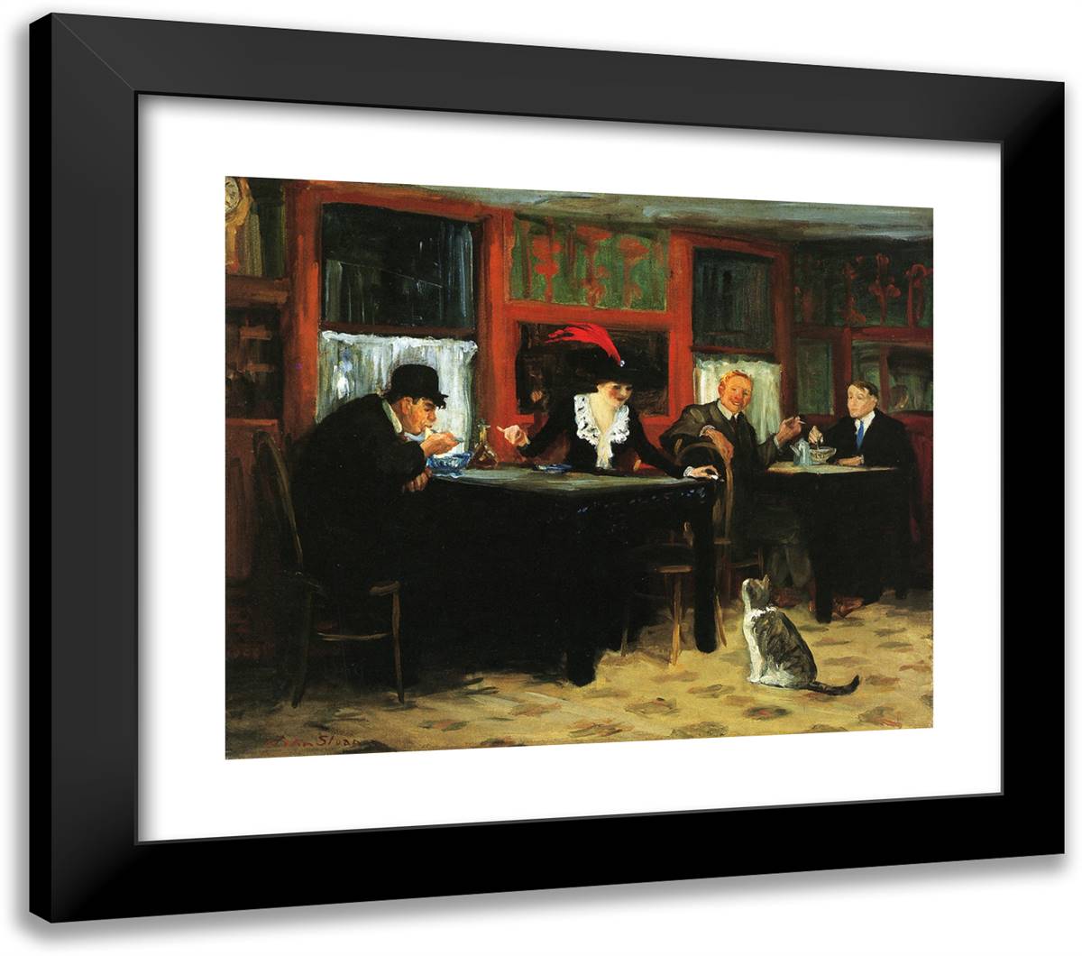 Chinese Restaurant 23x20 Black Modern Wood Framed Art Print Poster by Sloan, John French