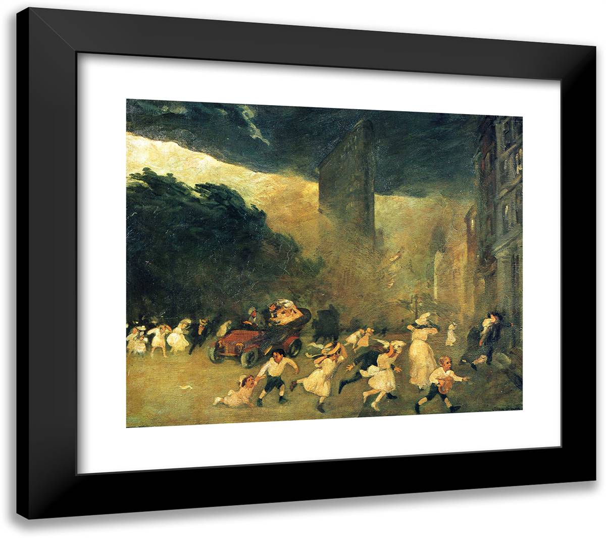 Dust Storm, Fifth Avenue 23x20 Black Modern Wood Framed Art Print Poster by Sloan, John French