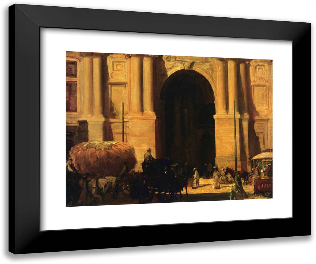 East Entrance, City Hall, Philadelphia 24x20 Black Modern Wood Framed Art Print Poster by Sloan, John French