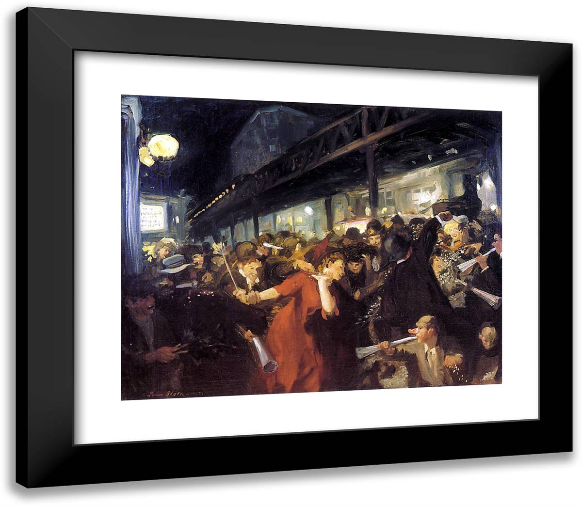 Election Night 23x20 Black Modern Wood Framed Art Print Poster by Sloan, John French