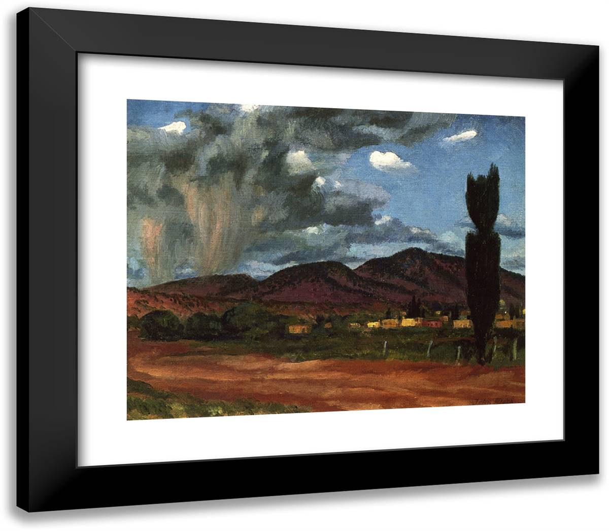 Evening Arroyo 23x20 Black Modern Wood Framed Art Print Poster by Sloan, John French