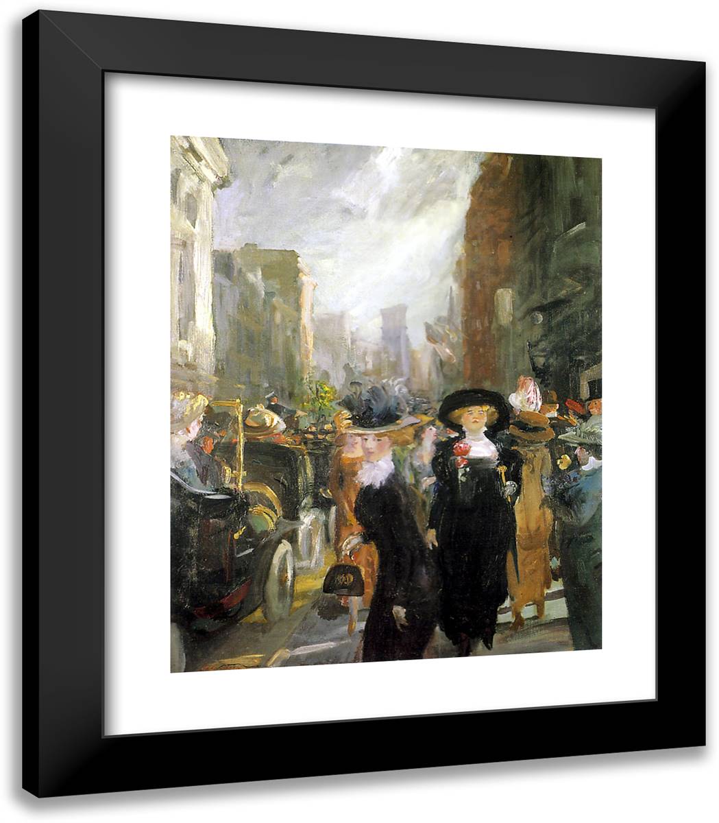 Fifth Avenue, New York 20x23 Black Modern Wood Framed Art Print Poster by Sloan, John French