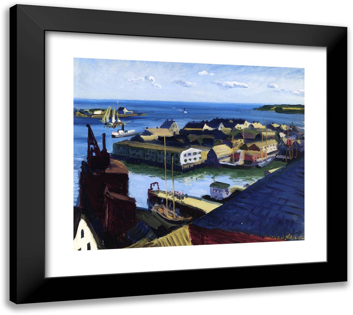 Fishing Port, Gloucester 22x20 Black Modern Wood Framed Art Print Poster by Sloan, John French