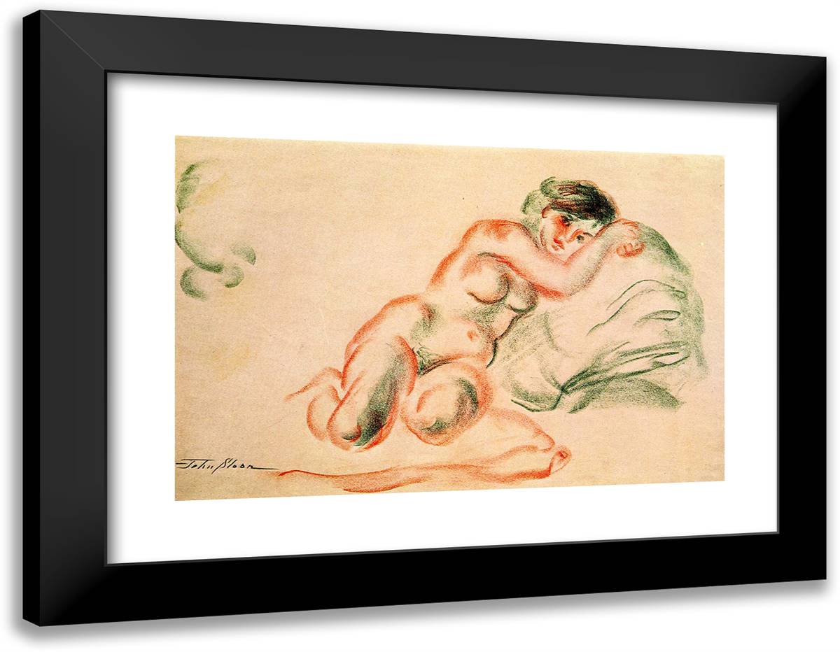 Green and Red 24x19 Black Modern Wood Framed Art Print Poster by Sloan, John French