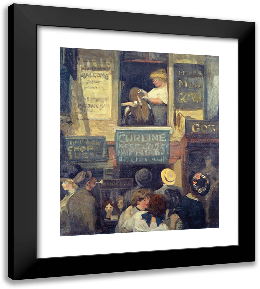 Hairdresser's Window 20x22 Black Modern Wood Framed Art Print Poster by Sloan, John French