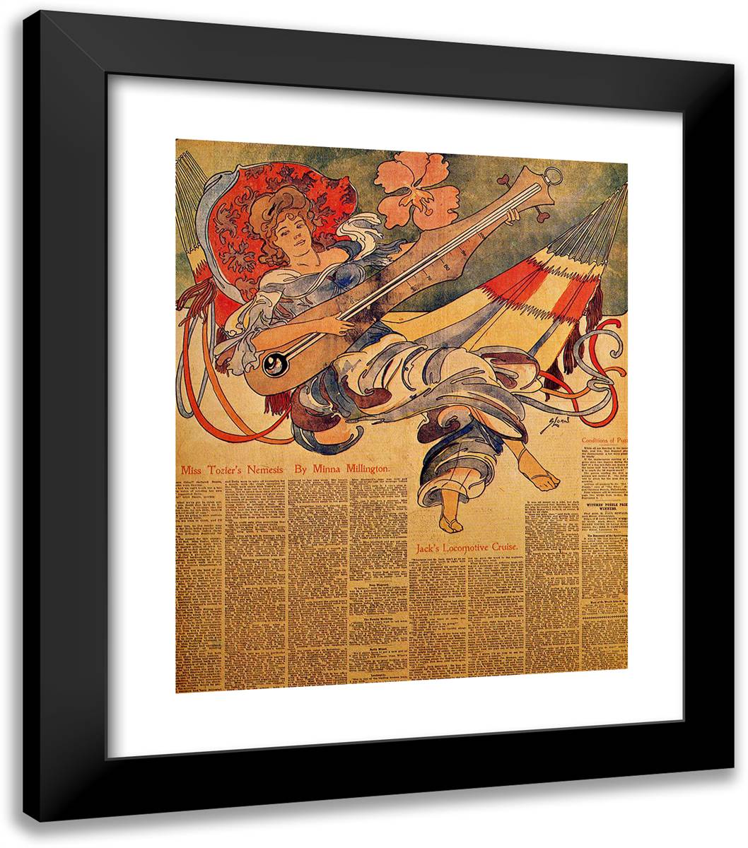 Hot Wave Puzzle. Illustration for Philadelphia Press 20x23 Black Modern Wood Framed Art Print Poster by Sloan, John French