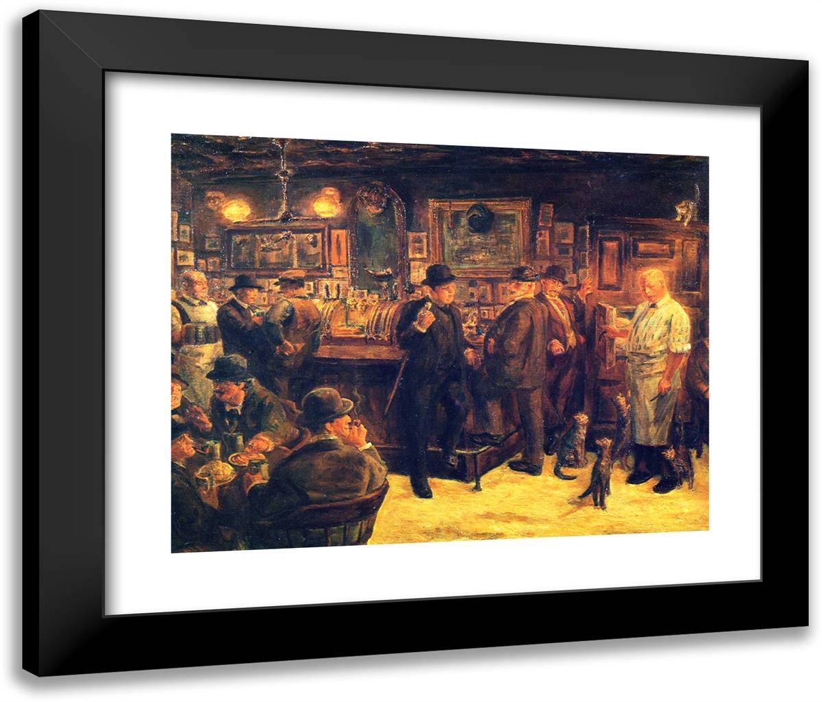 Mcsorley's Cats 24x20 Black Modern Wood Framed Art Print Poster by Sloan, John French