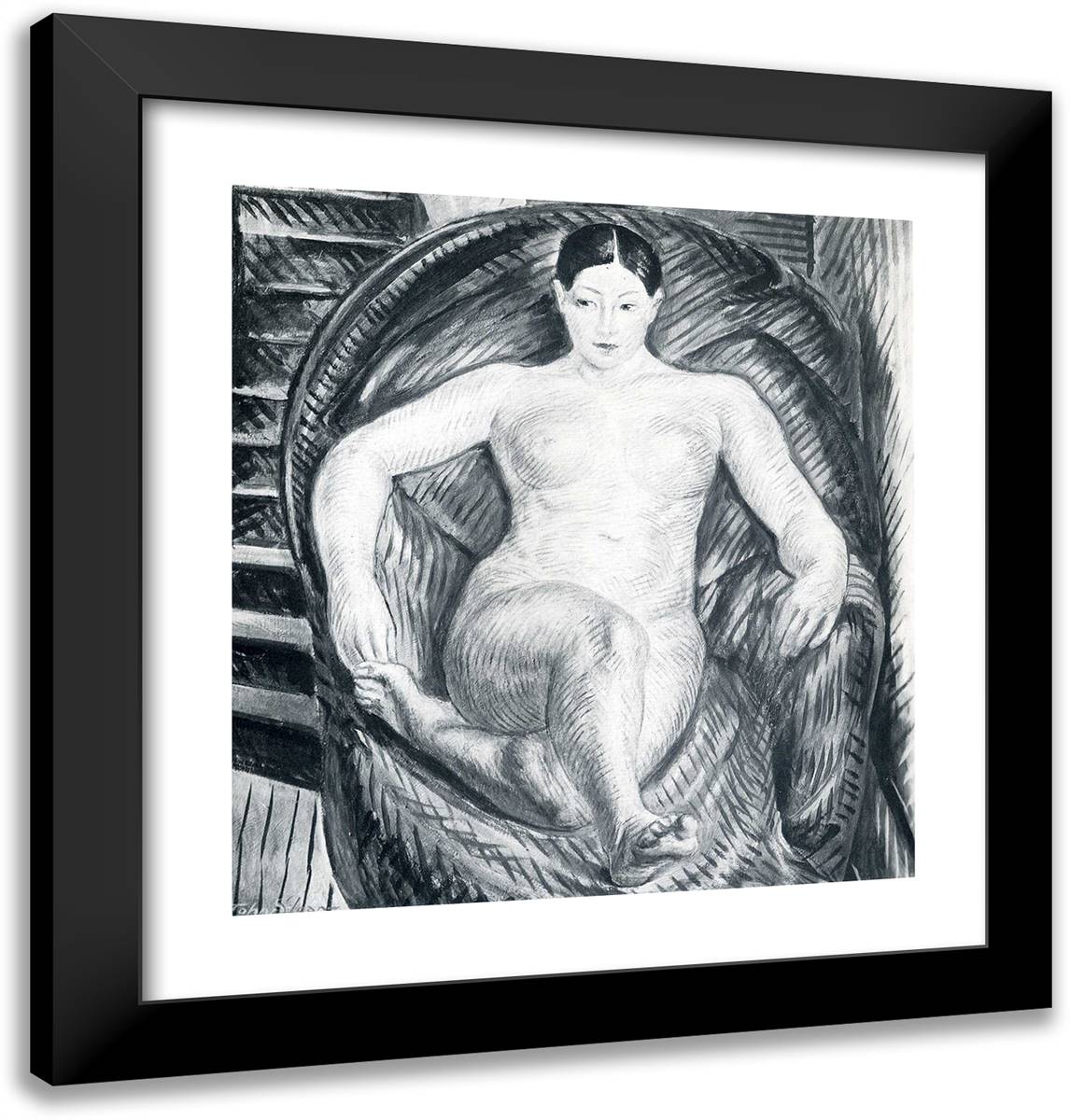Nude  20x21 Black Modern Wood Framed Art Print Poster by Sloan, John French