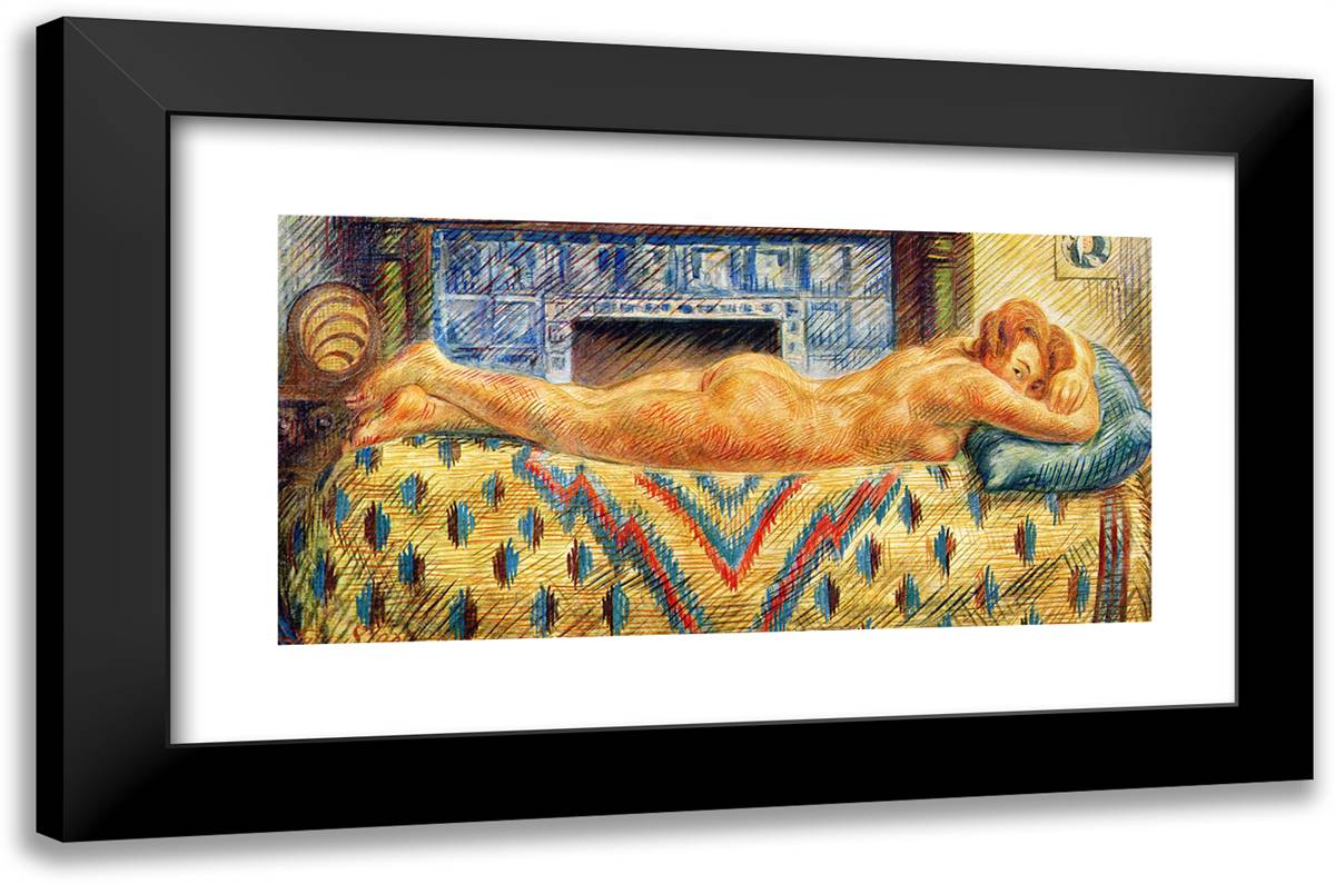 Nude, Four Senses 24x16 Black Modern Wood Framed Art Print Poster by Sloan, John French
