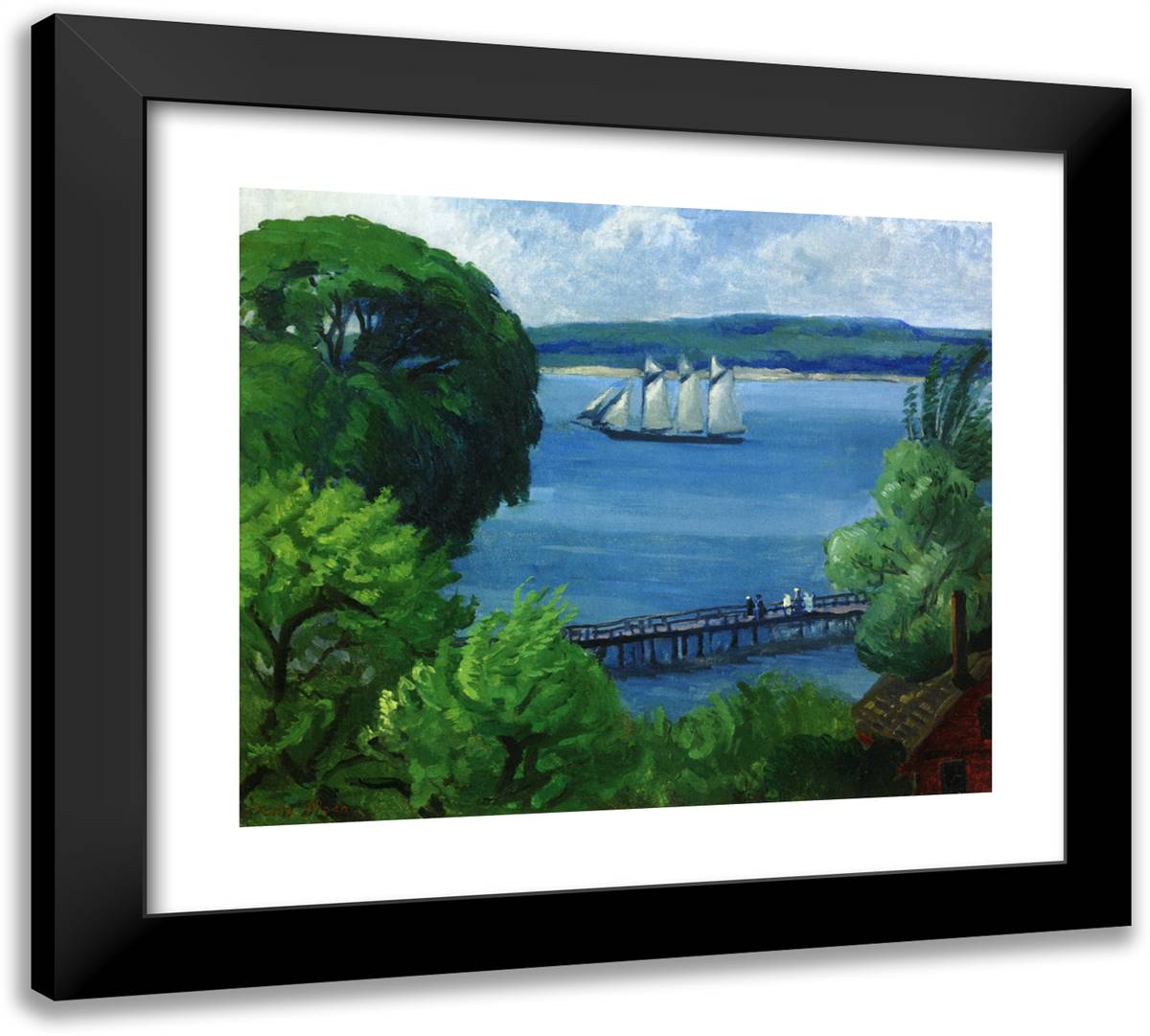 Passing Schooner 22x20 Black Modern Wood Framed Art Print Poster by Sloan, John French