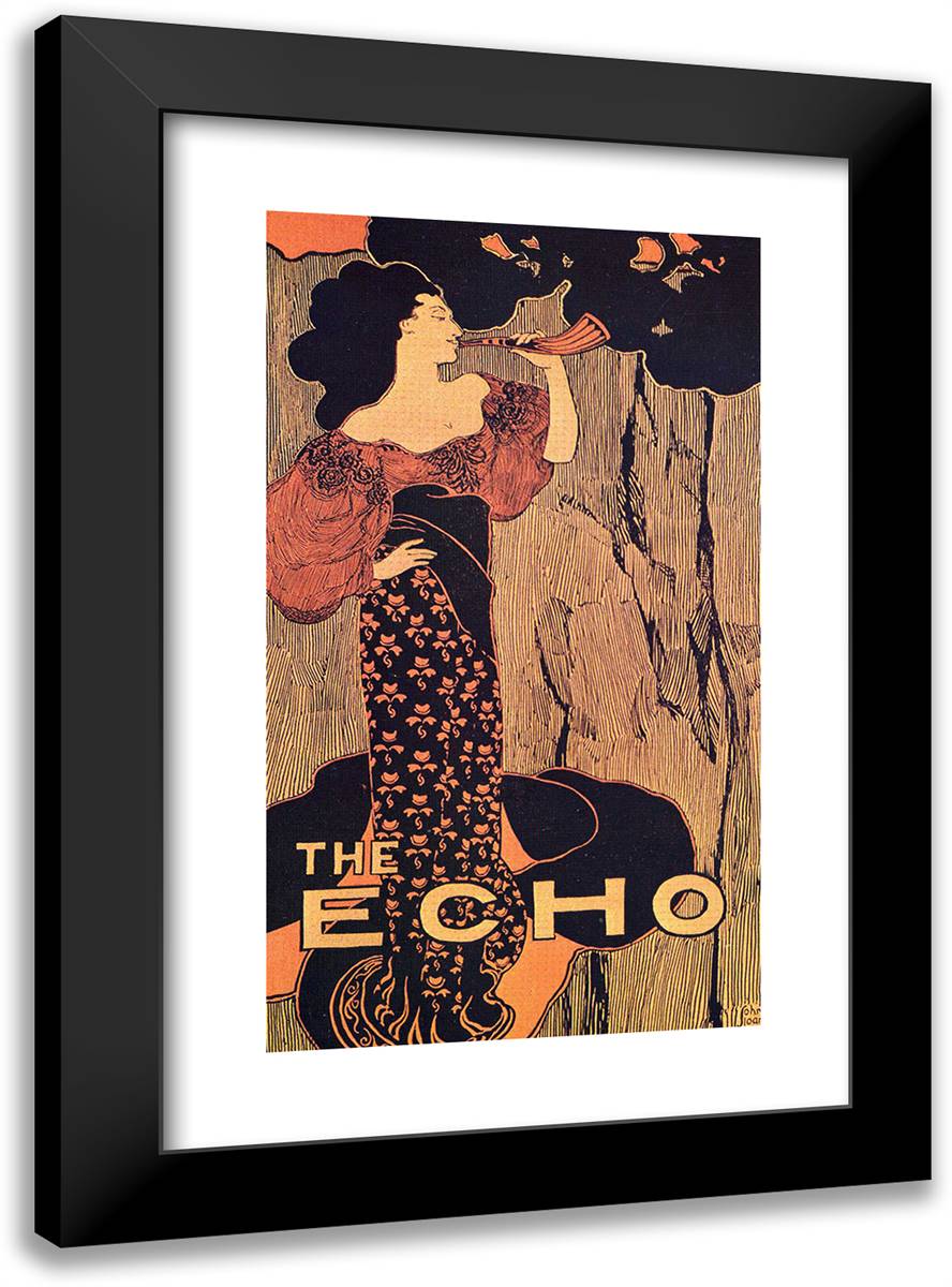 Poster and Cover for February 15, 1896, the Echo 17x24 Black Modern Wood Framed Art Print Poster by Sloan, John French