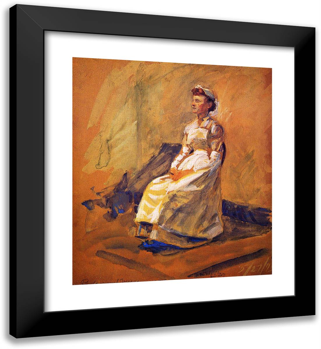 Professional Nurse 20x22 Black Modern Wood Framed Art Print Poster by Sloan, John French