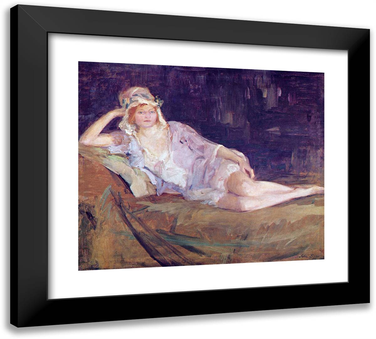 Rosette 22x20 Black Modern Wood Framed Art Print Poster by Sloan, John French