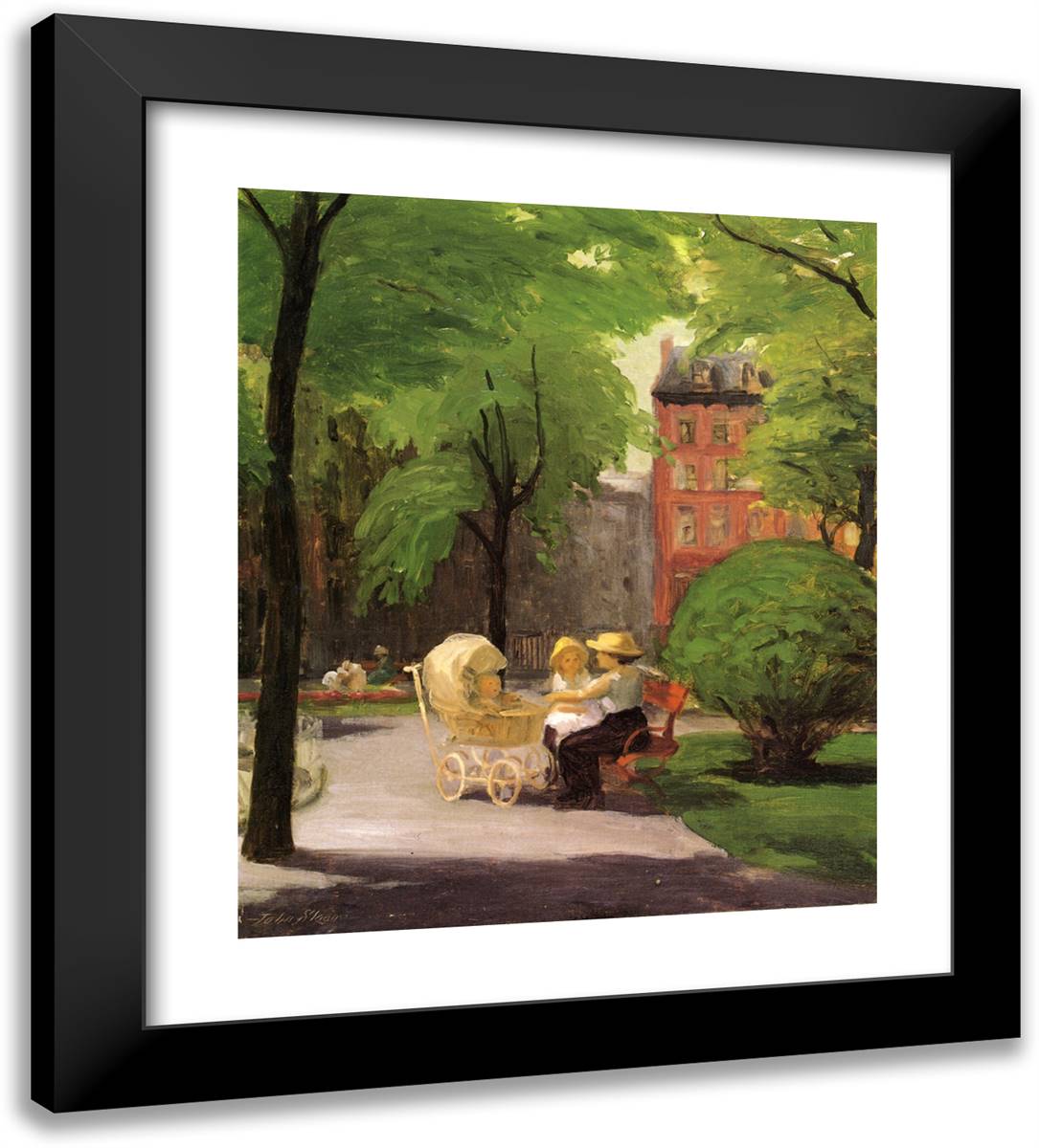 Spring, Grammercy Park 20x22 Black Modern Wood Framed Art Print Poster by Sloan, John French