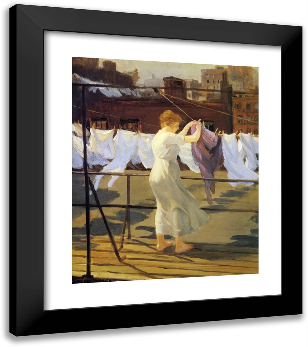 Sun and Wind on the Roof 20x23 Black Modern Wood Framed Art Print Poster by Sloan, John French
