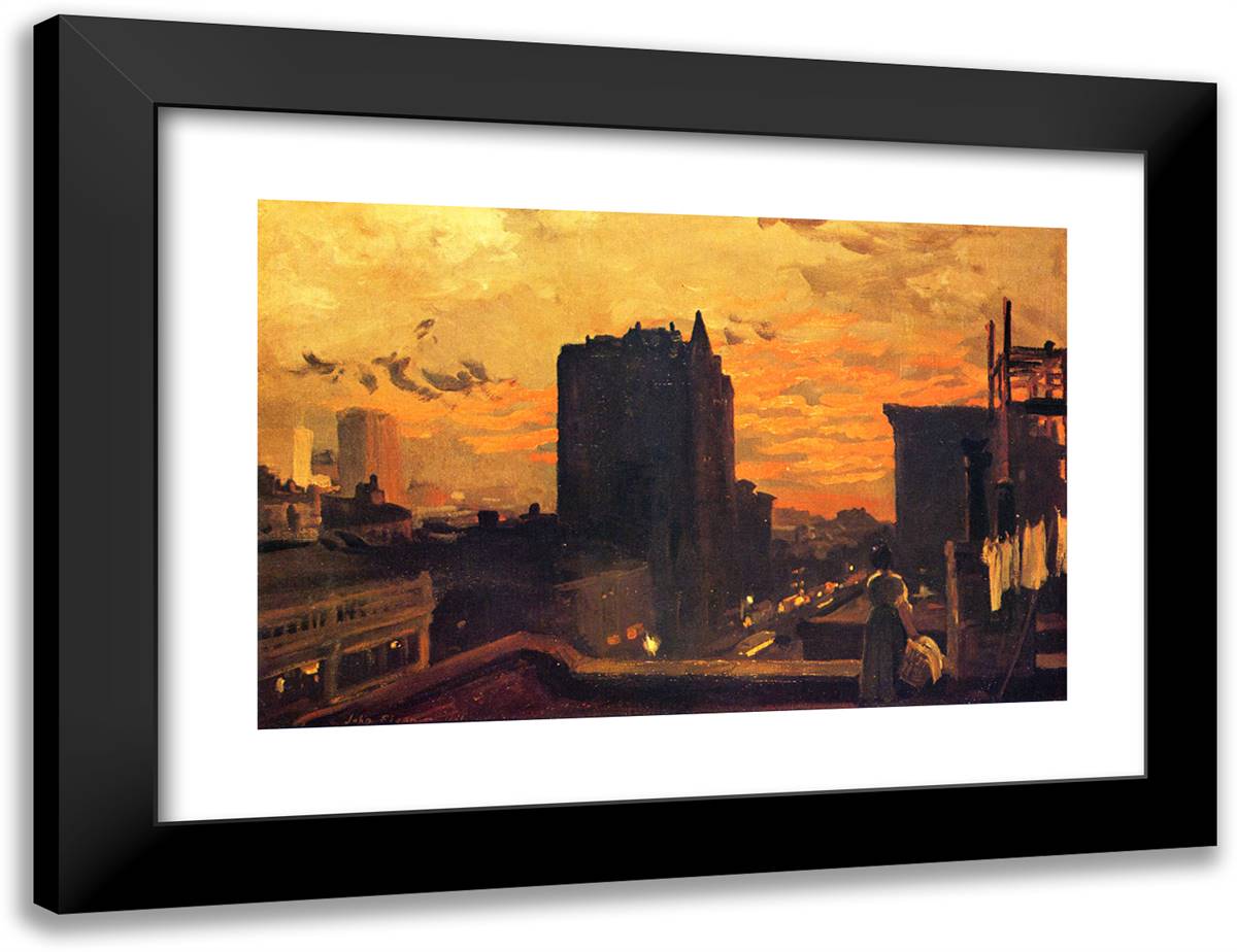 Sunset, West Twenty-Third Street 24x18 Black Modern Wood Framed Art Print Poster by Sloan, John French