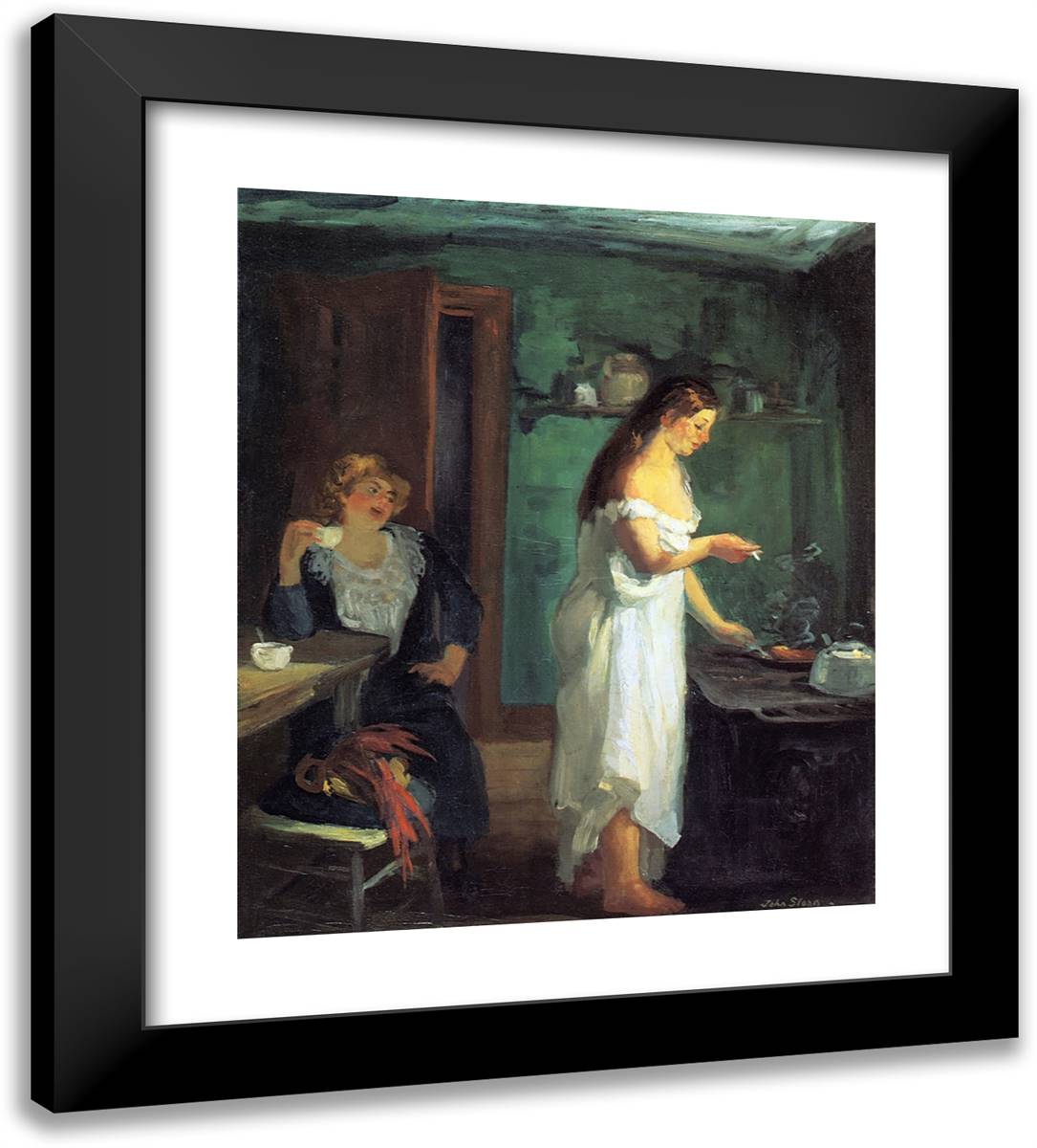 Three A.M. 20x22 Black Modern Wood Framed Art Print Poster by Sloan, John French
