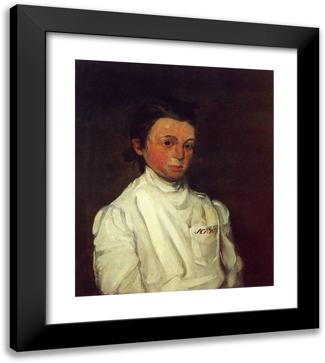 Young Woman in Black and White (Mary Kerr) 20x23 Black Modern Wood Framed Art Print Poster by Sloan, John French