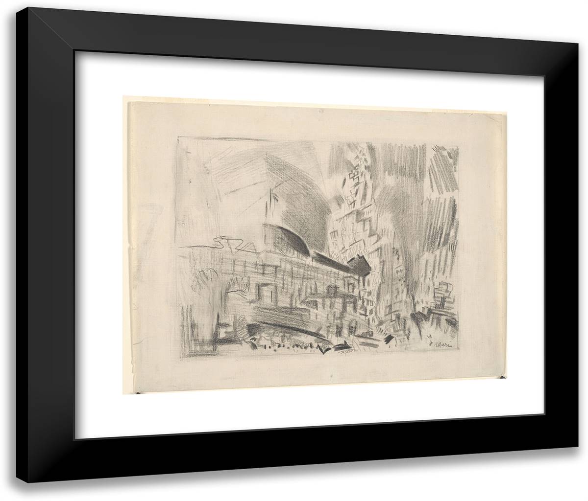 Buildings_2 24x20 Black Modern Wood Framed Art Print Poster by Marin, John