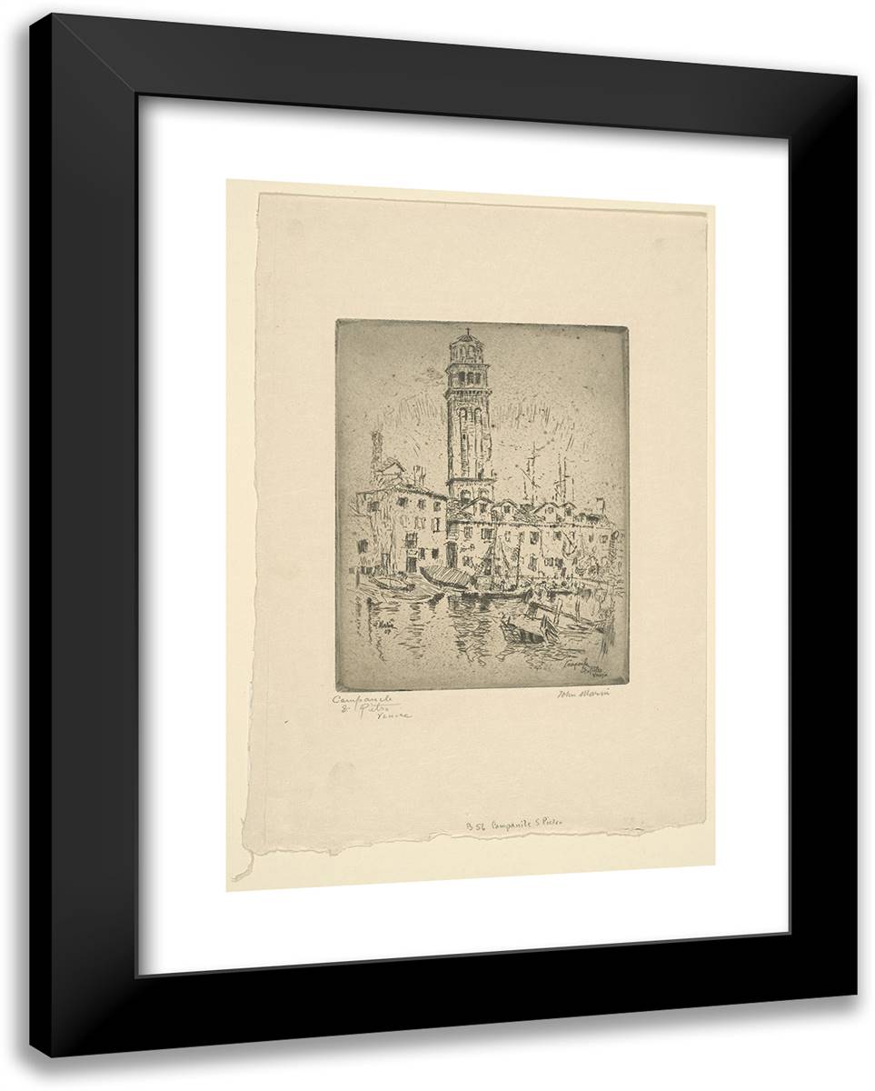 Campanile San Pietro, Venice 19x24 Black Modern Wood Framed Art Print Poster by Marin, John