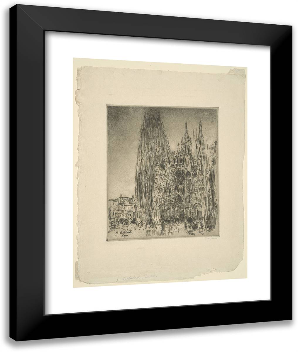 Cathedral, Rouen 20x24 Black Modern Wood Framed Art Print Poster by Marin, John