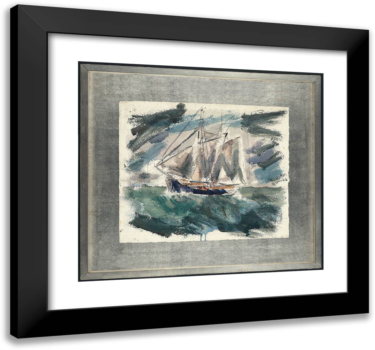Headed for Boston 21x20 Black Modern Wood Framed Art Print Poster by Marin, John