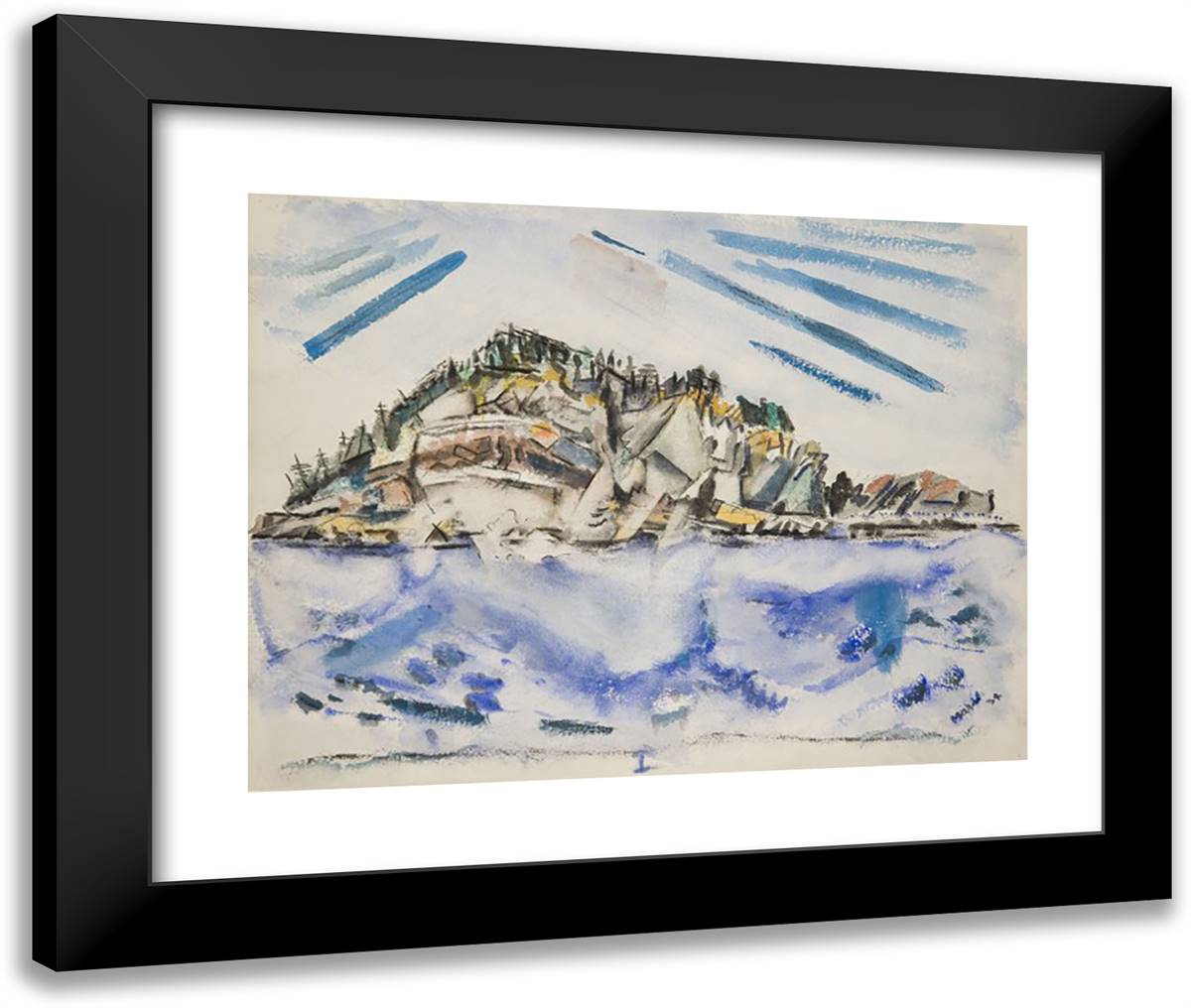 Island (Ship's Stern) 24x20 Black Modern Wood Framed Art Print Poster by Marin, John